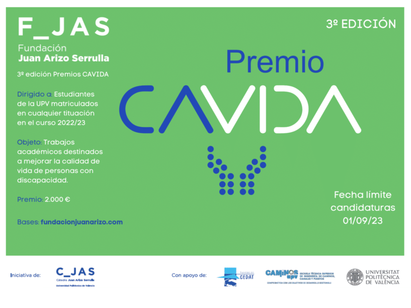 Hasta 1 de septiembre, abierta convocatoria de la 3ª edición del Premio CAVIDA de la Fundación Juan Arizo Serrulla